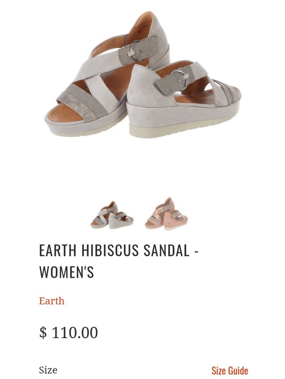 Earth Hibiscus Gray platform sandals 6.5